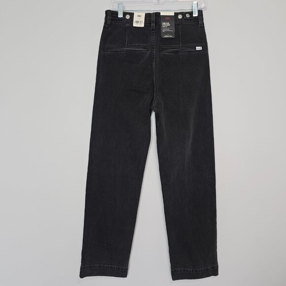NWT Levi's Premium Ribcage Straight Ankle Jeans Button Fly Black Size 27 - Picture 2 of 8